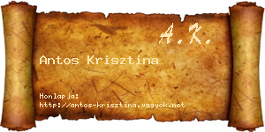 Antos Krisztina névjegykártya